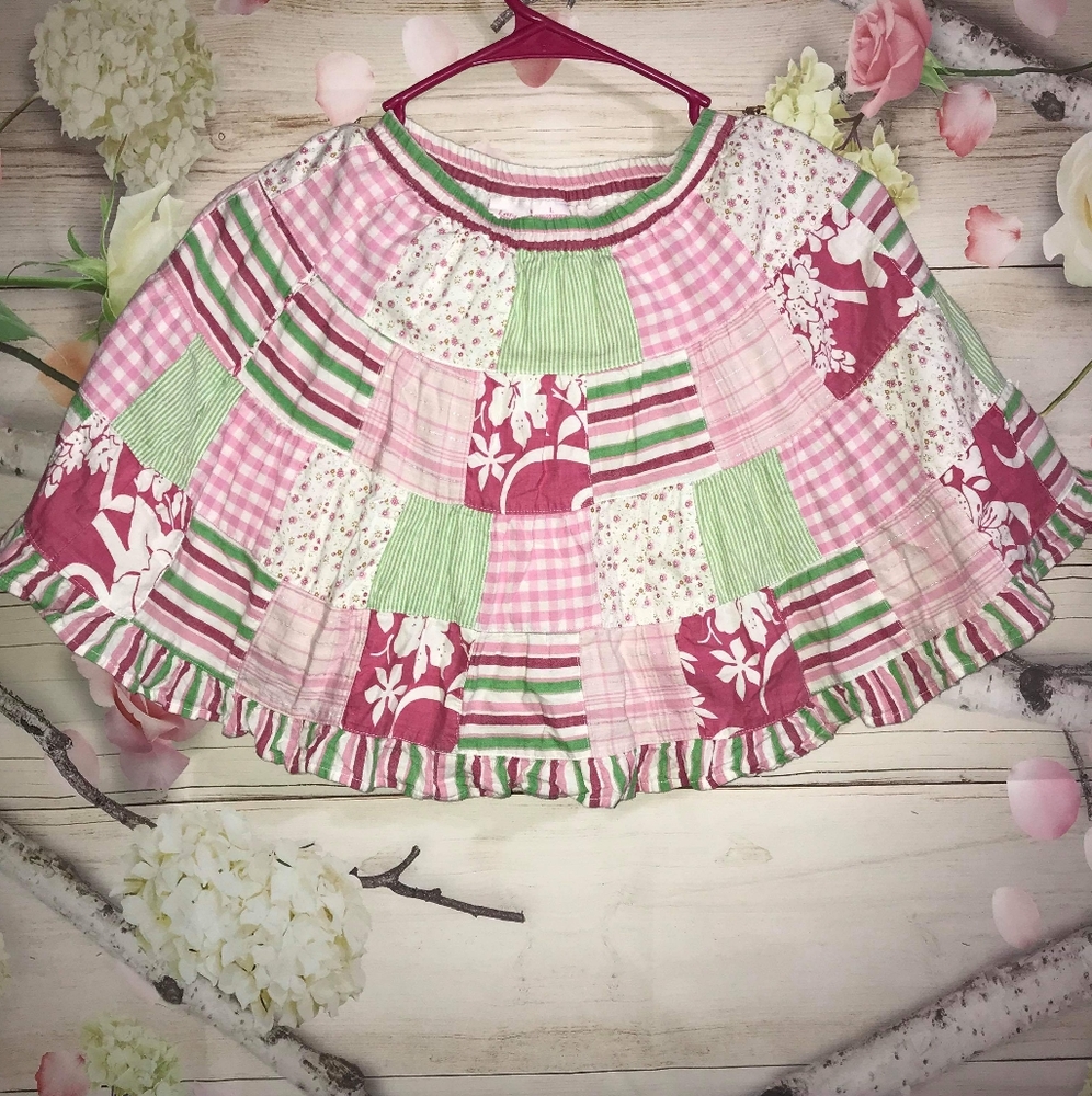 Patchwork skirt fully lined gingham striped